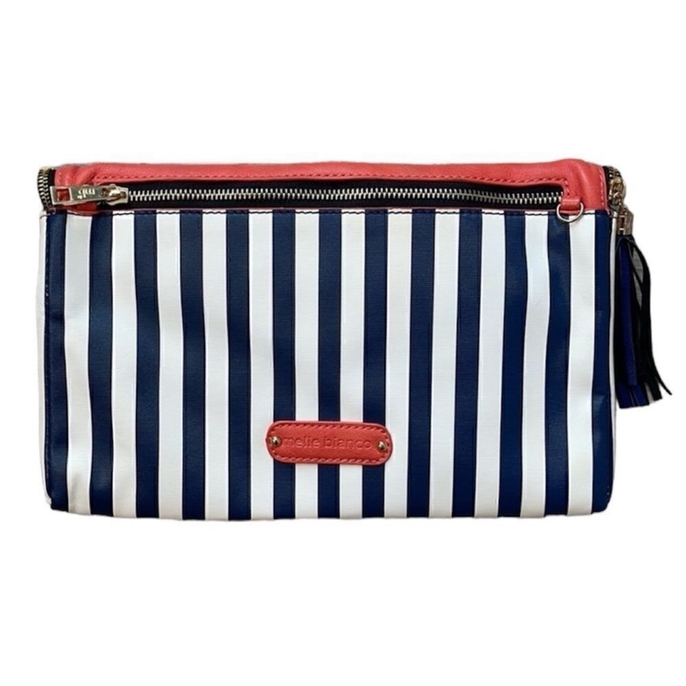 Striped Clutch with Coral Flap - Picture 3 of 11